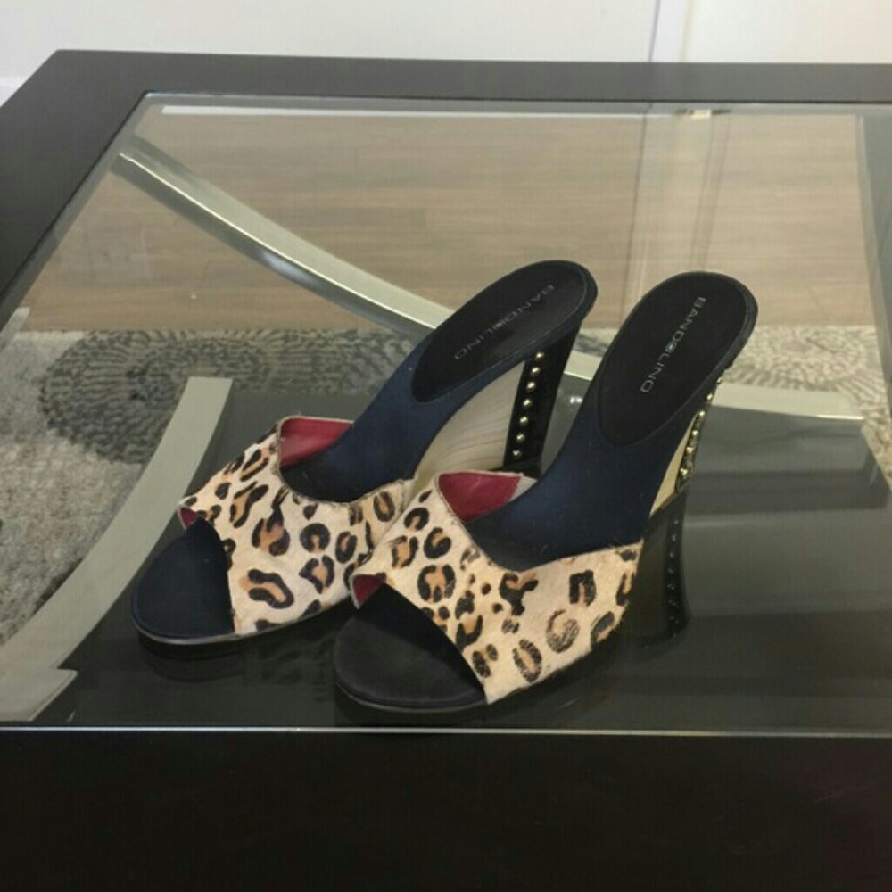 Leopard slide on wedges